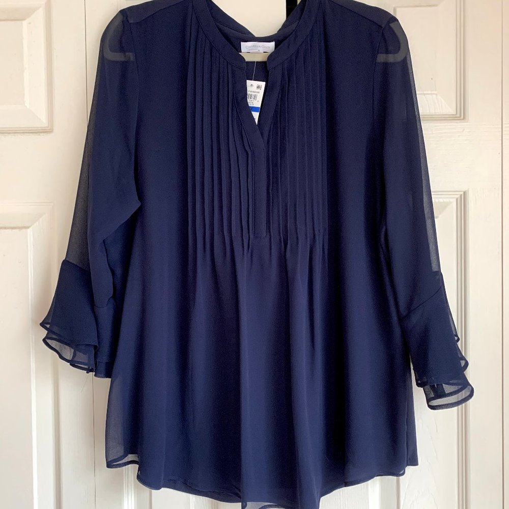 Women's Charter Club Pleated Sheer Blouse XL
